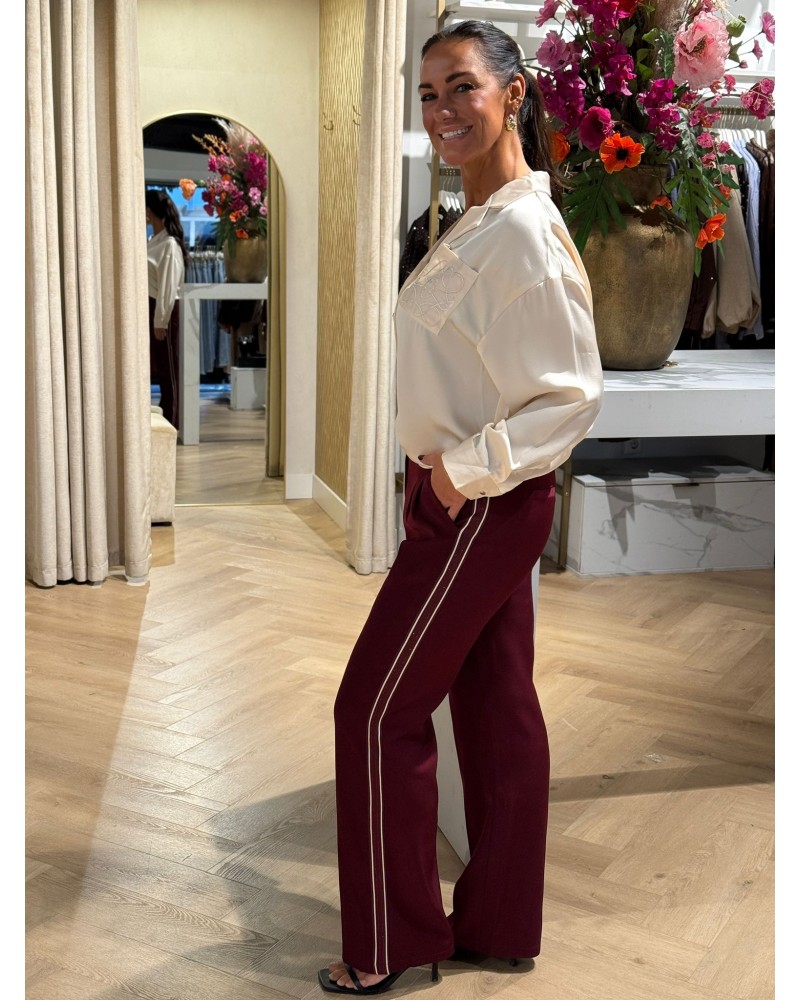 Pantalon Stripe Bordeaux Strass
