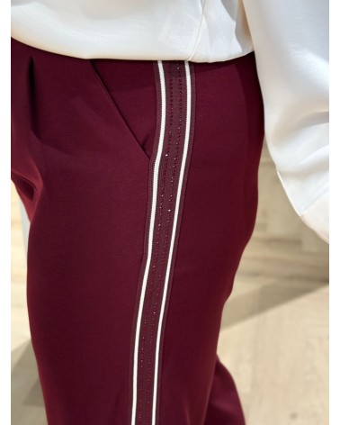 Pantalon Stripe Bordeaux Strass