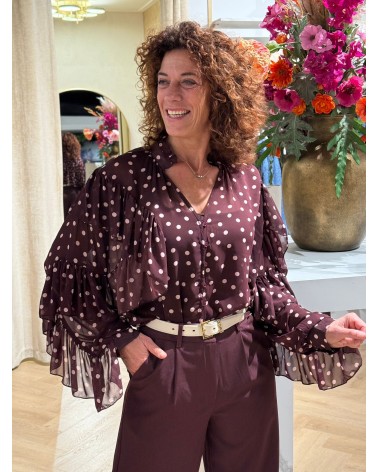 Blouse Dots Burgundy