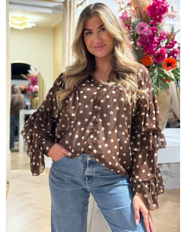 Blouse Dots Bruin