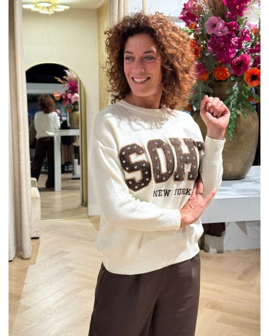 Trui Soho Creme Bruin Studs