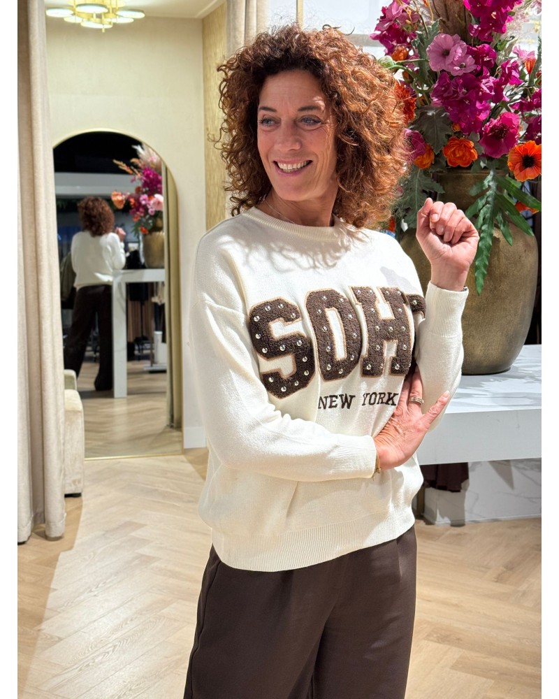 Trui Soho Creme Bruin Studs