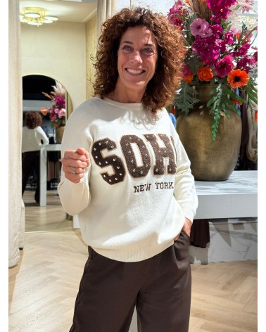 Trui Soho Creme Bruin Studs