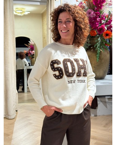 Trui Soho Creme Bruin Studs