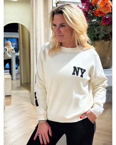 Trui New York Creme Zwart