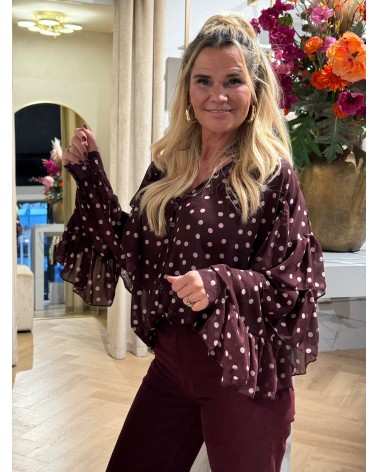 Blouse Dots Burgundy