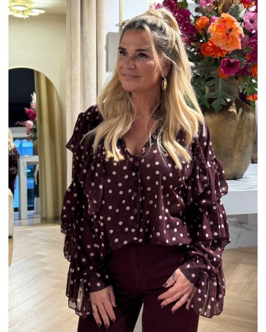 Blouse Dots Burgundy
