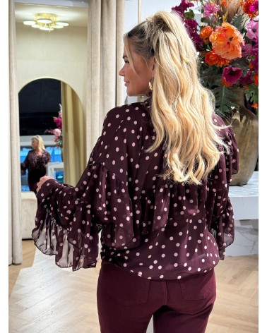 Blouse Dots Burgundy