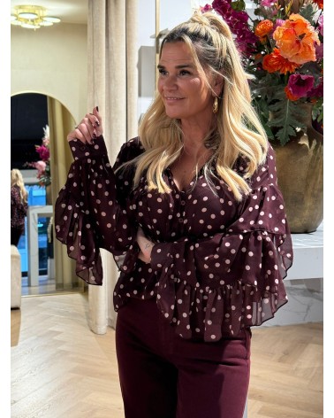 Blouse Dots Burgundy