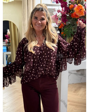 Blouse Dots Burgundy