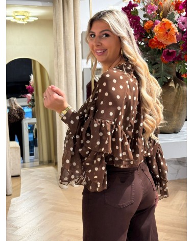 Blouse Dots Bruin