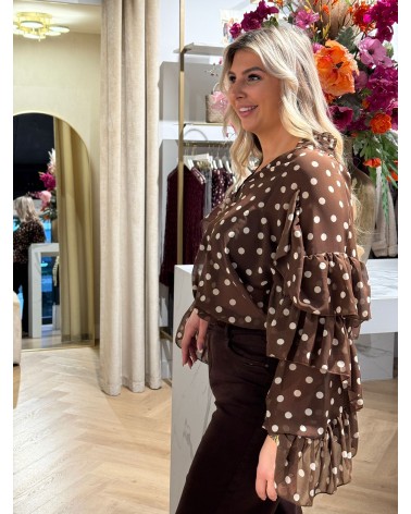 Blouse Dots Bruin