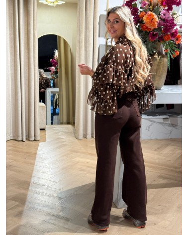 Blouse Dots Bruin