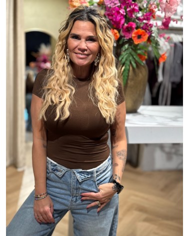 Body Mikkie Korte Mouw Bruin