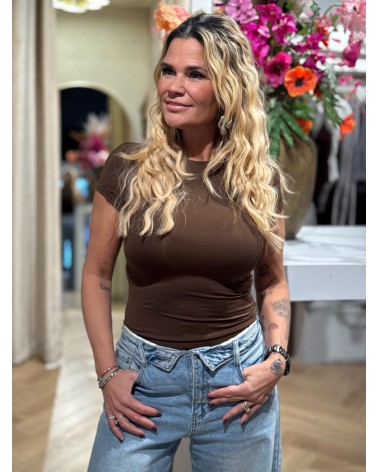 Body Mikkie Korte Mouw Bruin