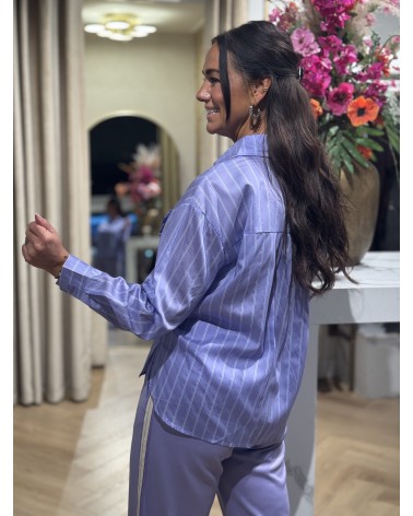 Blouse Ruffle Stripe Lila