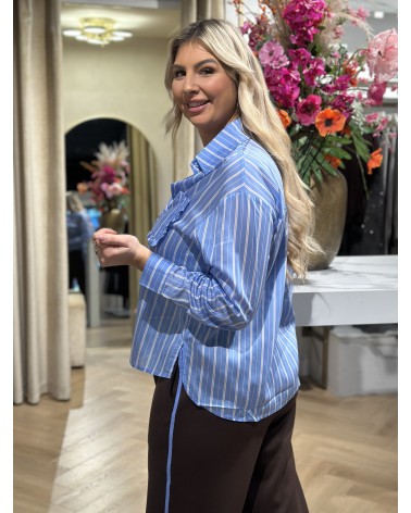 Blouse Ruffle Blauw Stripe