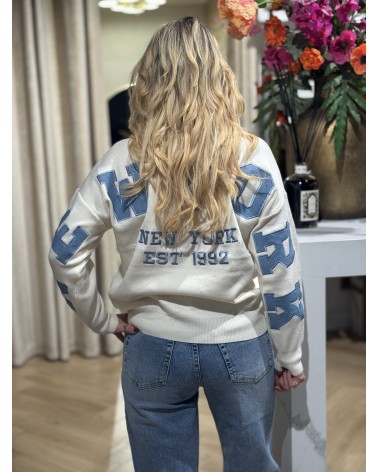 Trui New York Crème Blauw