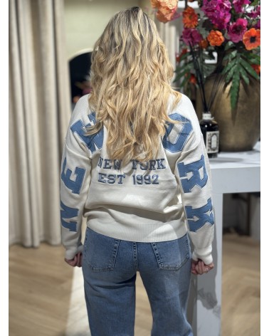 Trui New York Crème Blauw