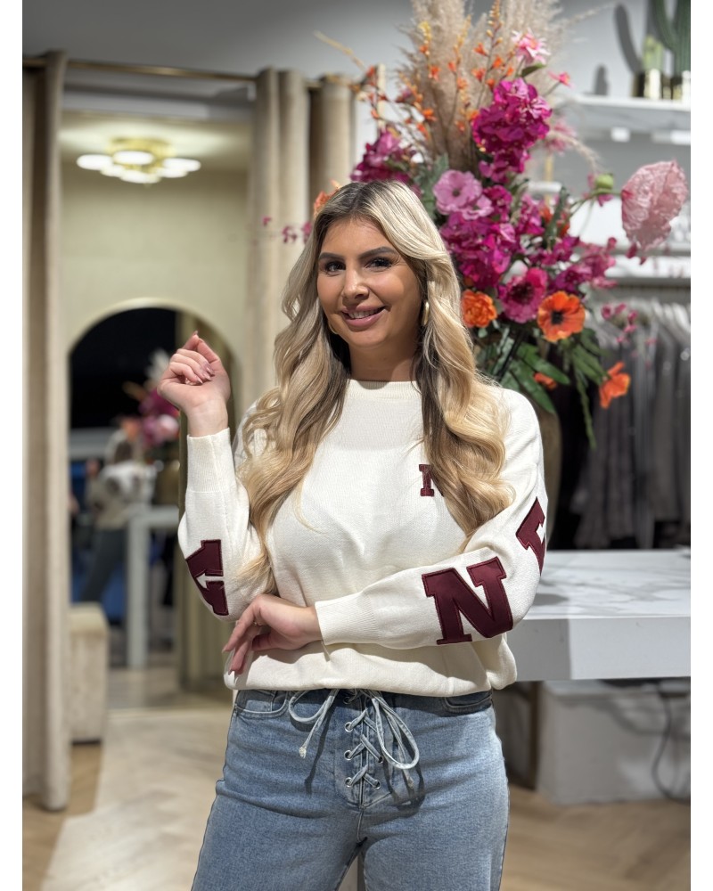 Trui New York Crème Bordeaux