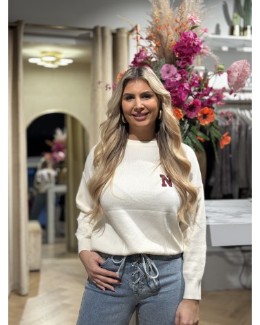 Trui New York Crème Bordeaux