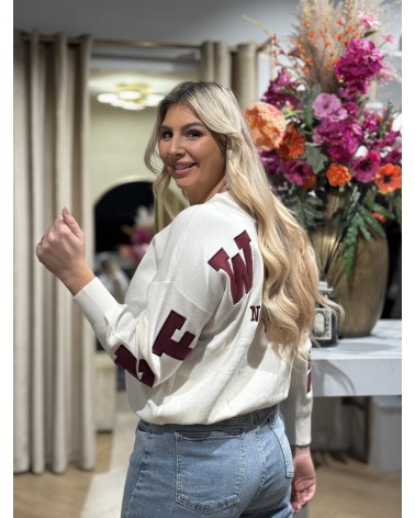 Trui New York Crème Bordeaux