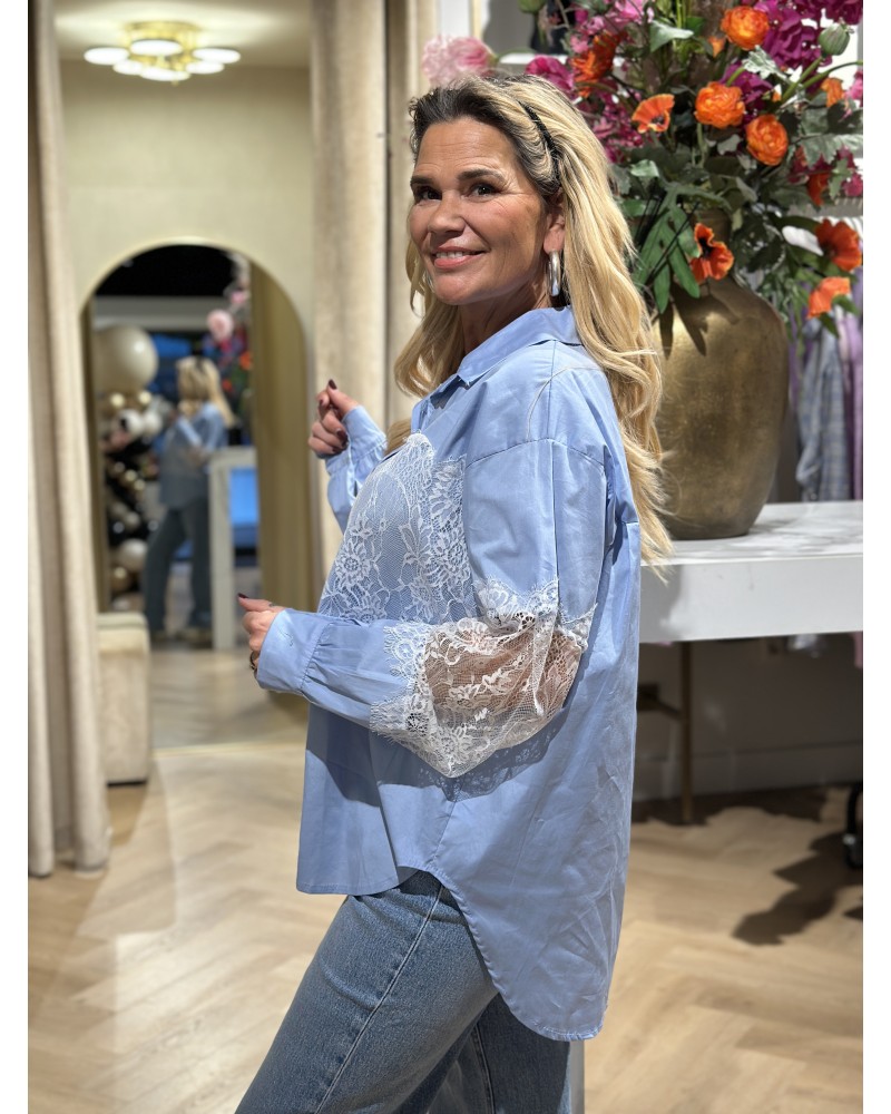 Blouse Lizzy Blauw Kant