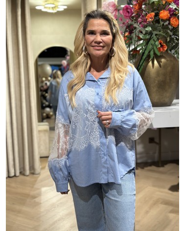 Blouse Lizzy Blauw Kant