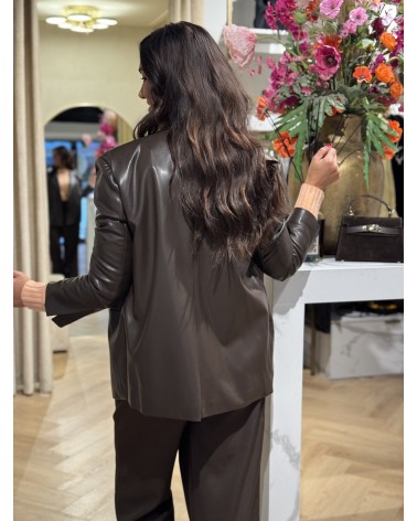 Leather Look blazer Bruin