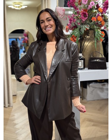 Leather Look blazer Bruin