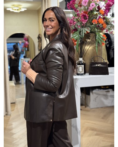 Leather Look blazer Bruin