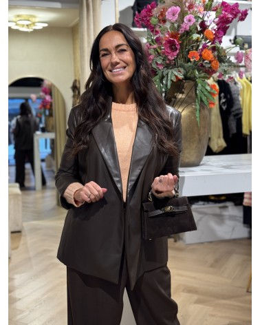 Leather Look blazer Bruin