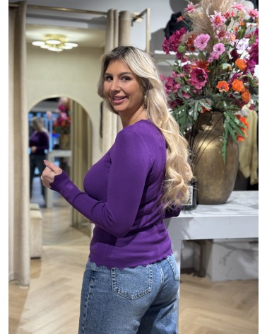 Top Romy Lange Mouw Paars.