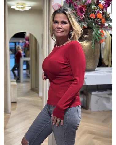 Top Romy Lange Mouw Rood