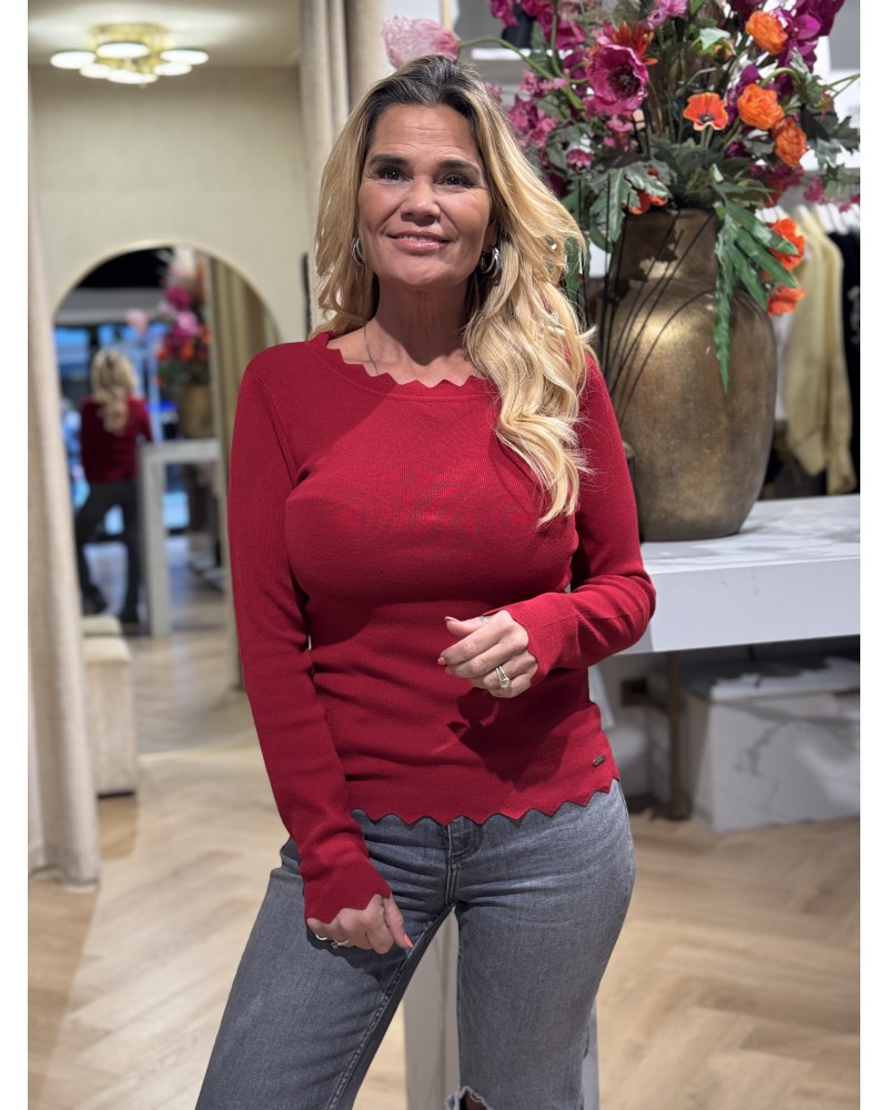 Top Romy Lange Mouw Rood
