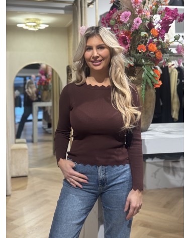 Top Romy Lange Mouw Bruin
