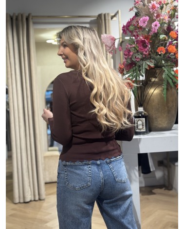 Top Romy Lange Mouw Bruin