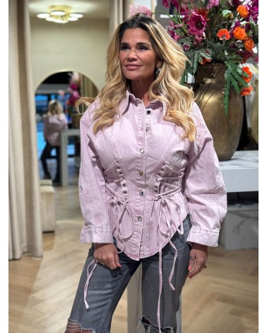 Denim Corset Blouse Roze