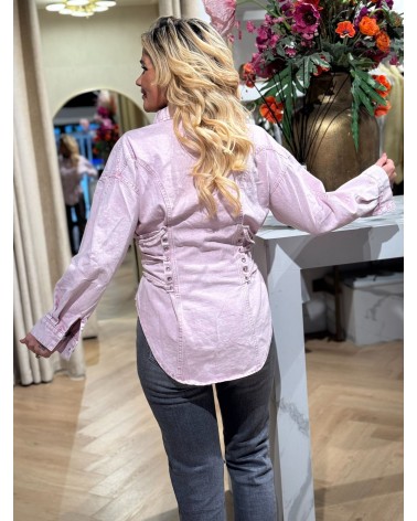 Denim Corset Blouse Roze