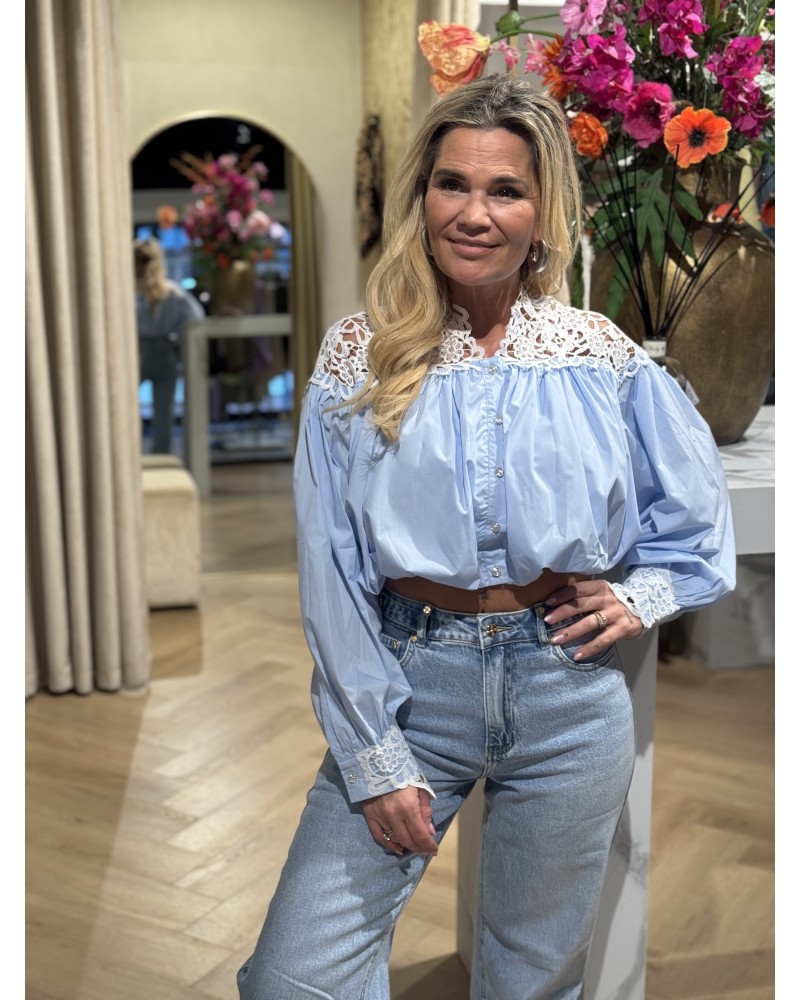 Blouse Cropped Elsa Blauw