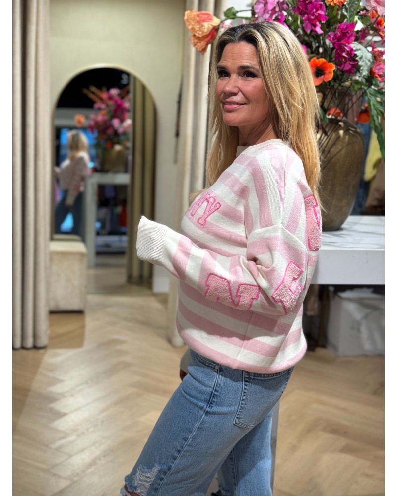 Trui New York Streep Roze