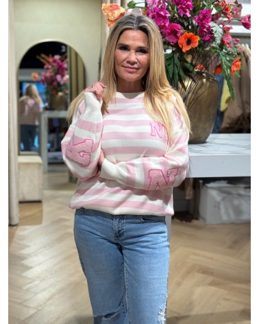 Trui New York Streep Roze