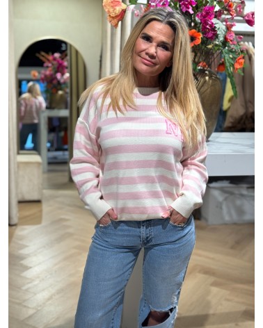Trui New York Streep Roze