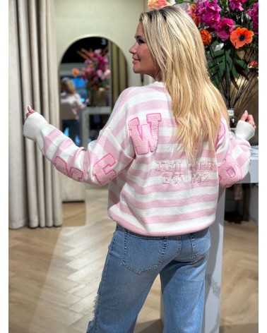 Trui New York Streep Roze
