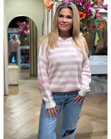 Trui New York Streep Roze
