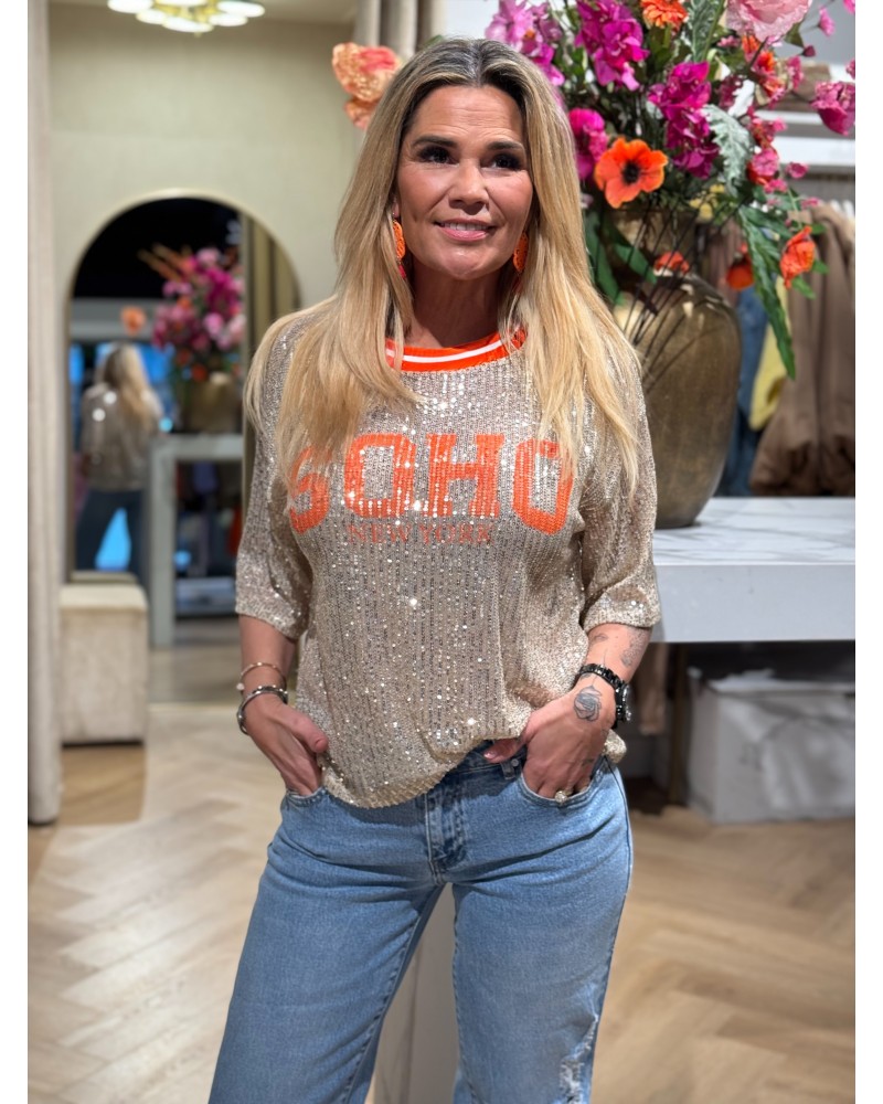 Top Soho Pailletten Oranje