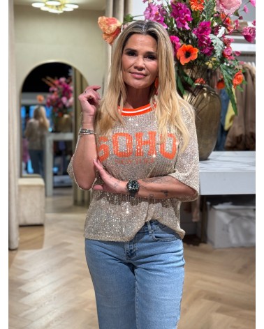 Top Soho Pailletten Oranje