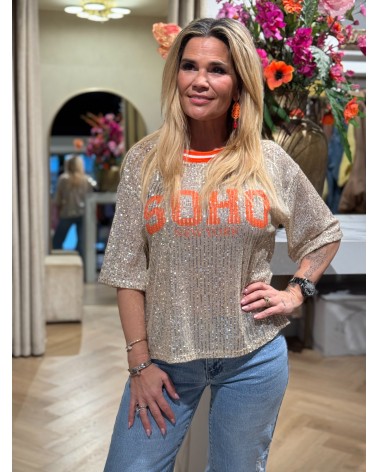 Top Soho Pailletten Oranje