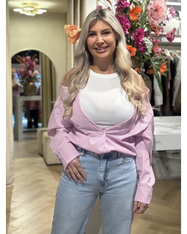 Blouse Jace Stripe Roze