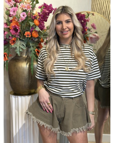 T-Shirt Stripe Wit Groen